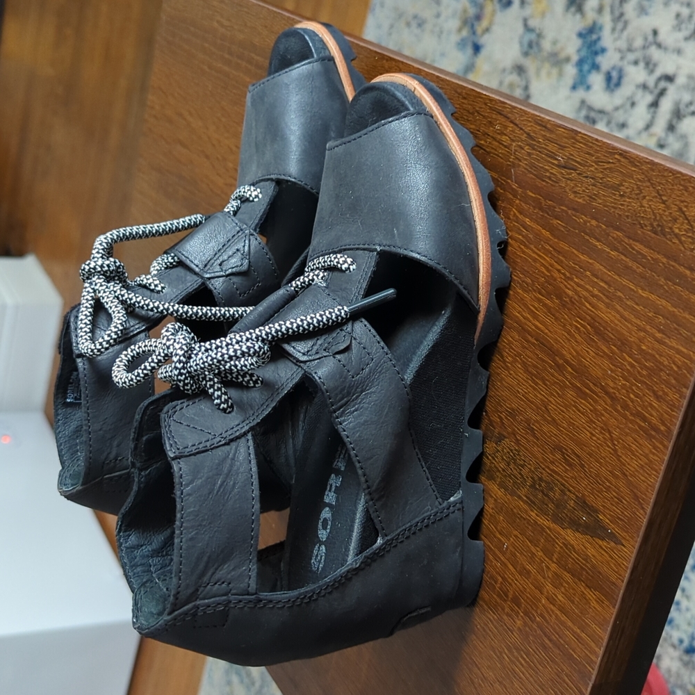 Sorel Joanie Lace-up Wedge Open Toe Booties